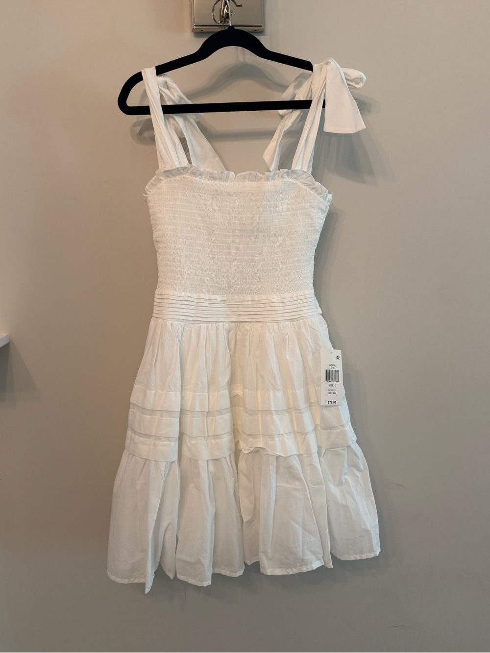 B Darlin White Smocked Sundress with Tie Straps